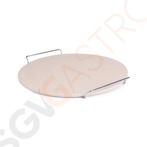 Runder Pizzastein mit Metallhalter Rund. Größe: 38(Ø)cm.