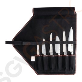 Boldric Messertasche aus schwarzem Segeltuch 6 Fächer Canvas Messertasche. Für 6 Messer. Messer separat erhältlich
