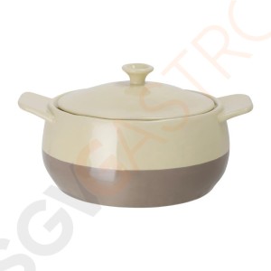 Olympia runde Kasserolle creme und taupe 1,8L 9(H) x 24(B) inklusive Griffe x 19(Ø)cm | Kapazität: 1,8L | Mit Deckel