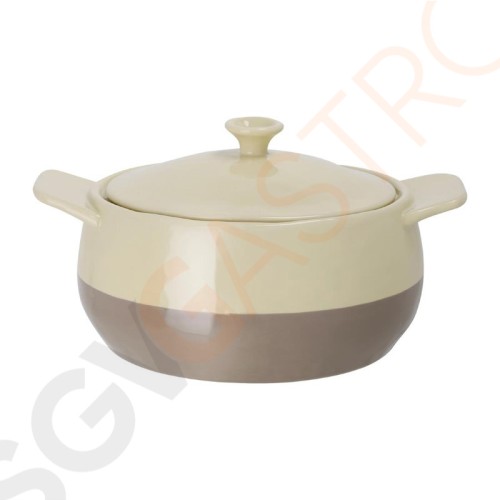 Olympia runde Kasserolle creme und taupe 1,8L 9(H) x 24(B) inklusive Griffe x 19(Ø)cm | Kapazität: 1,8L | Mit Deckel Olympia runde Kasserolle creme und taupe 1,8L 9(H) x 24(B) inklusive Griffe x 19(Ø)cm | Kapazität: 1,8L | Mit Deckel