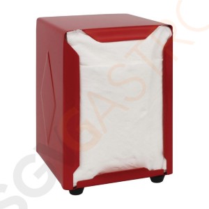 Olympia Serviettenspender Edelstahl rot Geeignet für Servietten CB392 | 12 x 9 x 10,7cm | Edelstahl | rot