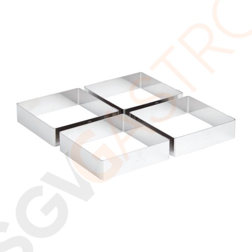 Matfer Mozaik quadratischer Backrahmen Set von 4 Abmessung: 20(H) x 75(B) x 75(T)mm. Material: Edelstahl. Set von 4