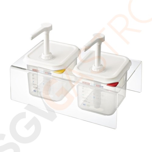 Araven 2 Soßenspender GN 1/6 Transparent 2,6L Kapazität: 2 x 2,6L. Größe: GN 1/6