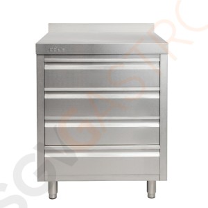 Vogue Arbeitstisch mit 4 Schubladen Material: Edelstahl | 6cm Aufkantung