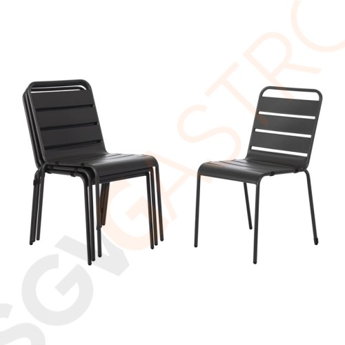 Bolero Bistrostühle Stahl grau 4 Stück | Sitzhöhe: 45cm | 83 x 47 x 57cm | Stahl | weiß