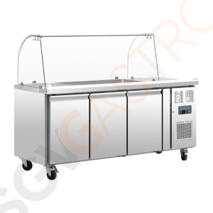 Polar Serie U 3-türige GN-Saladette mit Schutzhaube 230V | Kapazität: 3 x GN1/1 & 6 x GN1/9 | 3 Türen Polar Serie U 3-türige GN-Saladette mit Schutzhaube 230V | Kapazität: 3 x GN1/1 & 6 x GN1/9 | 3 Türen