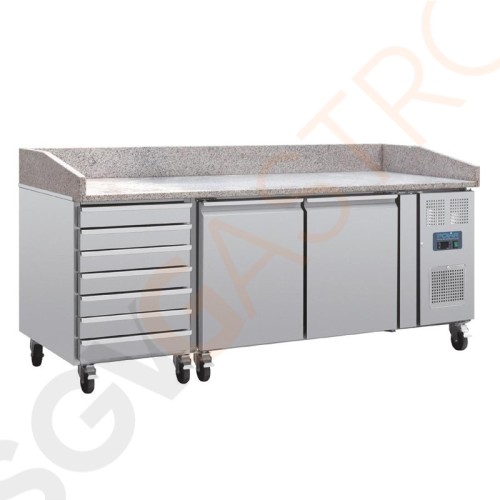 Polar Serie U 2-türiger Pizzakühltisch mit Marmorfläche und 7 Schubladen 428L 230V | Arbeitsfläche: 202,5 x 80cm | (Nutz)Kapazität: 428L/290L | 2 Türen | 7 Schubladen Polar Serie U 2-türiger Pizzakühltisch mit Marmorfläche und 7 Schubladen 428L 230V | Arbeitsfläche: 202,5 x 80cm | (Nutz)Kapazität: 428L/290L | 2 Türen | 7 Schubladen