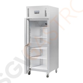 Polar Serie G Kühlschrank Edelstahl mit geteilter Tür 600L 300W/230V | 201 x 68 x 80cm | GN2/1-geeignet | (Nutz)Kapazität: 600/376L | 3 Roste | 1-türig (geteilt) | Edelstahl