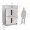 Polar Serie G Kühlschrank Edelstahl mit geteilten Türen 1200L 600W/230V | 201 x 134 x 80cm | GN2/1-geeignet | (Nutz)Kapazität: 1200/770L | 6 Roste | 2-türig (geteilt) | Edelstahl
