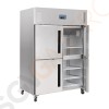 Polar Serie G Kühlschrank Edelstahl mit geteilten Türen 1200L 600W/230V | 201 x 134 x 80cm | GN2/1-geeignet | (Nutz)Kapazität: 1200/770L | 6 Roste | 2-türig (geteilt) | Edelstahl