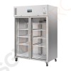 Polar Serie G Gastro Kühlvitrine 2-türig 1200L Kapazität 1200L (Netto: 770L)| 2 Türen | Silbergrau