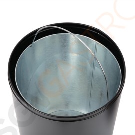 Bolero 40L schwarzer Abfalleimer aus Stahl mit offenem Deckel Material: Edelstahl und pulverbeschichteter Stahl | Inhalt: 40L