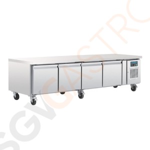 Polar Serie U 4-türiger GN-Kühltisch 420L 230V | 65 x 223 x 70cm | (Nutz)Kapazität: 420L/262L | 4 Türen