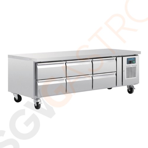 Polar Serie U GN-Kühltisch mit 6 Schubladen 317L 230V | 65 x 179,5 x 70cm | (Nutz)Kapazität: 317L/138L | 6 Schubladen