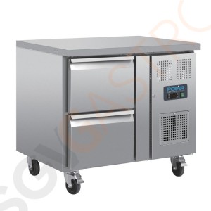 Polar Serie U GN-Kühltisch mit 2 Schubladen 124L 230V | Arbeitsfläche: 92,5 x 70cm | (Nutz)Kapazität: 124L/59L | 2 Schubladen