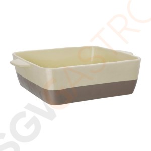 Olympia rechteckige Kasserolle creme und taupe 4,2L Größe: 9(H) x 32,5(B) x 26,5(T)mm | Material: Keramik
