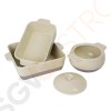 Olympia rechteckige Kasserolle creme und taupe 4,2L Größe: 9(H) x 32,5(B) x 26,5(T)mm | Material: Keramik