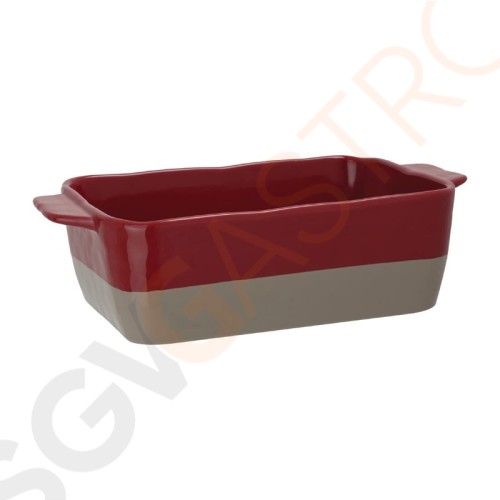 Olympia rechteckige Kasserolle rot und taupe 2,5L Größe: 9(H) x 32,5(B) x 17,6(T)cm | Material: Keramik