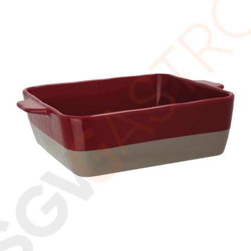 Olympia rechteckige Kasserolle rot und taupe 4,2L Größe: 9(H) x 32,5(B) x 26,5(T)cm | Material: Keramik