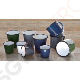 Olympia emaillierte Tassen grün-schwarz 35cl 6 Stück | Kapazität: 35cl | Edelstahl und Glasemail | grün-schwarz