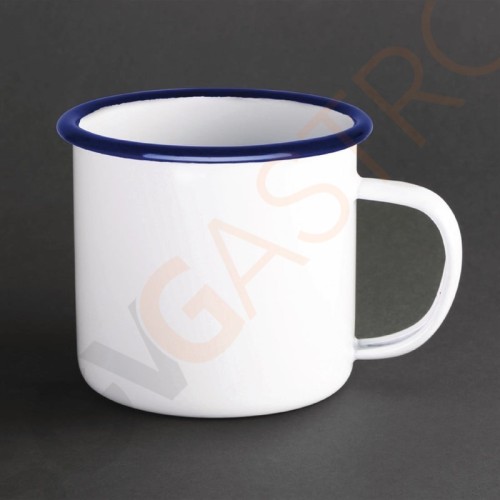 Olympia emaillierte Suppentassen weiß-blau 67cl 6 Stück | Kapazität: 67cl | Edelstahl und Glasemail | weiß-blau Olympia emaillierte Suppentassen weiß-blau 67cl 6 Stück | Kapazität: 67cl | Edelstahl und Glasemail | weiß-blau