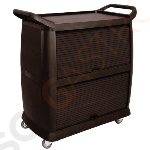 Vogue Polypropylen Servierwagen 3 Etagen 3 Ablagen | Türen und Rückenplatte | 105 x 98 x 46cm | Polypropylen