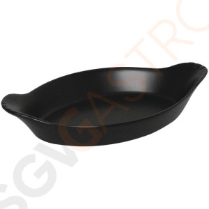 Olympia Rustic ovale Gratinschälchen schwarz 20,4 x 11,8cm 6 Stück | 3,7 x 20,4 x 11,8cm | Steingut | schwarz