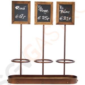 Securit Weinflaschenhalter dreifach Dreifach | 40,7 x 40,5 x 13cm | Eisen und Holz