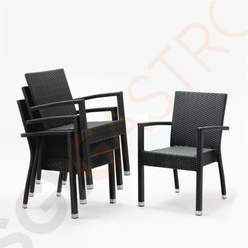 Bolero Rattanstühle mit Armlehne anthrazit 4 Stück | Sitzhöhe: 45cm | 85,3 x 56 x 60,2cm | Aluminium und PE-Rattan | anthrazit Bolero Rattanstühle mit Armlehne anthrazit 4 Stück | Sitzhöhe: 45cm | 85,3 x 56 x 60,2cm | Aluminium und PE-Rattan | anthrazit