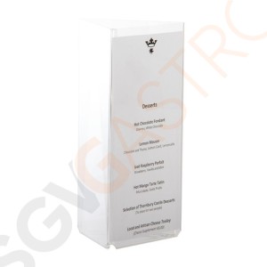 Olympia Menühalter Acryl 3-seitig Geeignet für 3 x 1/3 A6 | 21 x 11 x 11cm | Acryl