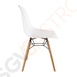 Bolero Arlo Spindelbeiniger Polypropylen Stuhl weiß (2er-Pack) Stahlgestell | Verstärkte Sitzschale aus Polypropylen | Sitzhöhe: 45cm