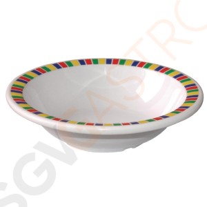 Kristallon Fairground Suppenteller 15cm 12 Stück | 15(Ø)cm | Melamin | weiß mit mehrfarbigem Rand