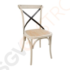 Bolero Esszimmerstühle Eichenholz ecru 2 Stück | Sitzhöhe: 47cm | 88 x 46 x 54cm | Eichenholz und Rattan | ecru