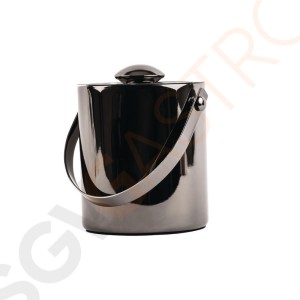 Olympia doppelwandiger Eiseimer mit Deckel 1L schwarz 15(H) x 12(Ø)cm