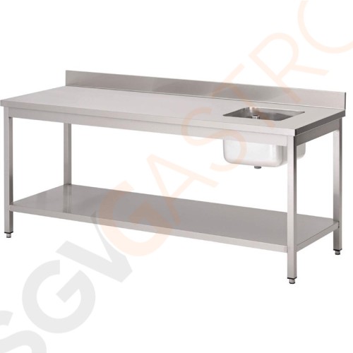 Gastro M Spültisch kleines Becken rechts 140cm lang Mit Aufkantung und Regalboden | Edelstahl | 85 x 70 x 140cm | Becken rechts 40 x 40 x 30cm Gastro M Spültisch kleines Becken rechts 140cm lang Mit Aufkantung und Regalboden | Edelstahl | 85 x 70 x 140cm | Becken rechts 40 x 40 x 30cm