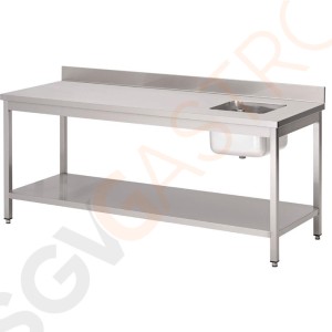 Gastro M Spültisch kleines Becken rechts 200cm lang Mit Aufkantung und Regalboden | Edelstahl | 85 x 70 x 200cm | Becken rechts 40 x 40 x 30cm Gastro M Spültisch kleines Becken rechts 200cm lang Mit Aufkantung und Regalboden | Edelstahl | 85 x 70 x 200cm | Becken rechts 40 x 40 x 30cm