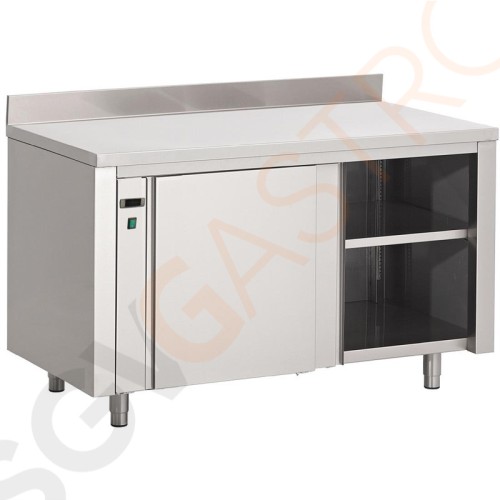 Gastro M Wärmeschrank 180cm lang Mit Aufkantung und gelochtem Regalboden | Edelstahl | 85 x 70 x 180cm