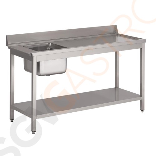 Gastro M Spültisch für Geschirrspüler kleines Becken links 140cm lang Mit Aufkantung und Regalboden | Edelstahl | 85(H) x 140(B) x 70(T)cm | Becken links 40 x 40 x 30cm Gastro M Spültisch für Geschirrspüler kleines Becken links 140cm lang Mit Aufkantung und Regalboden | Edelstahl | 85(H) x 140(B) x 70(T)cm | Becken links 40 x 40 x 30cm