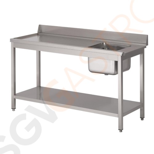 Gastro M Spültisch für Geschirrspüler kleines Becken rechts 140cm lang Mit Aufkantung und Regalboden | Edelstahl | 85(H) x 140(B) x 70(T)cm | Becken rechts 40 x 40 x 30cm Gastro M Spültisch für Geschirrspüler kleines Becken rechts 140cm lang Mit Aufkantung und Regalboden | Edelstahl | 85(H) x 140(B) x 70(T)cm | Becken rechts 40 x 40 x 30cm