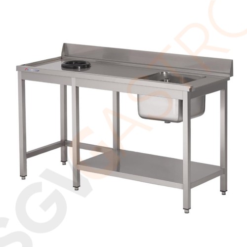 Gastro M Spültisch für Geschirrspüler mit Abfallloch kleines Becken rechts 100cm lang Mit Aufkantung, Regalboden und Abfallloch | Edelstahl | 85(H) x 100(B) x 70(T)cm | Becken rechts 40 x 40 x 30cm Gastro M Spültisch für Geschirrspüler mit Abfallloch kleines Becken rechts 100cm lang Mit Aufkantung, Regalboden und Abfallloch | Edelstahl | 85(H) x 100(B) x 70(T)cm | Becken rechts 40 x 40 x 30cm