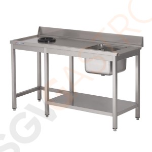 Gastro M Spültisch für Geschirrspüler mit Abfallloch kleines Becken rechts 140cm lang Mit Aufkantung, Regalboden und Abfallloch | Edelstahl | 85(H) x 140(B) x 70(T)cm | Becken rechts 40 x 40 x 30cm Gastro M Spültisch für Geschirrspüler mit Abfallloch kleines Becken rechts 140cm lang Mit Aufkantung, Regalboden und Abfallloch | Edelstahl | 85(H) x 140(B) x 70(T)cm | Becken rechts 40 x 40 x 30cm