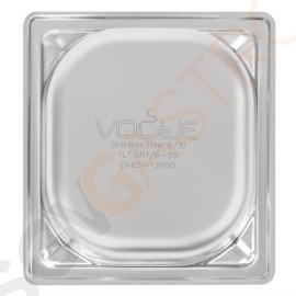 Vogue Strapazierfähiger GN-Behälter 1/6 Edelstahl 65mm Fassungsvermögen: 1L | GN 1/6 | Tiefe: 65mm