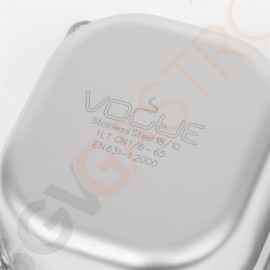 Vogue Strapazierfähiger GN-Behälter 1/6 Edelstahl 65mm Fassungsvermögen: 1L | GN 1/6 | Tiefe: 65mm