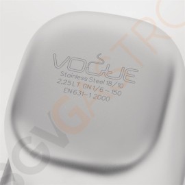 Vogue Strapazierfähiger GN-Behälter 1/6 Edelstahl 150mm Fassungsvermögen: 2,2L | GN 1/6 | Tiefe: 150mm