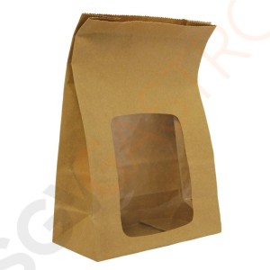 Vegware Kompostierbare, vollständig beschichtete Sandwichtüten braun mit NatureFlex-Sichtfenster 250 Stück