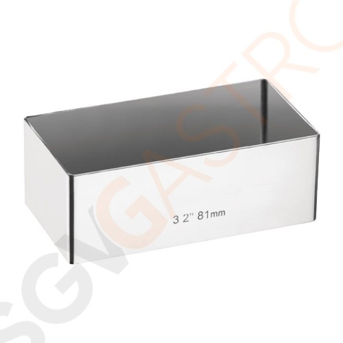 Mini-Tortenring rechteckig 8 x 4cm Maße: 3(H) x 8(B) x 4(L)cm