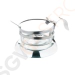 Olympia Parmesanbehälter mit Löffel 7,5 x 11,7(Ø)cm | Edelstahl und Glas
