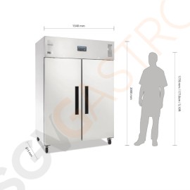 Polar Serie G zweitüriger Kühlschrank Edelstahl 1200L Bruttokapazität: 1200L | Nettokapazität: 770L | GN2/1-geeignet | 2-türig