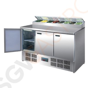 Polar Serie G gekühlte Saladette und Pizzatisch 390 Liter Finish: Edelstahl. Gastronorm kompatibel. 3-türig. Polar Serie G gekühlte Saladette und Pizzatisch 390 Liter Finish: Edelstahl. Gastronorm kompatibel. 3-türig.
