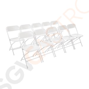 Bolero leichtgewichtige Klappstühle weiß 10 Stück | Sitzhöhe: 44cm | 80 x 44 x 48cm | Polypropylen und Stahl | weiß